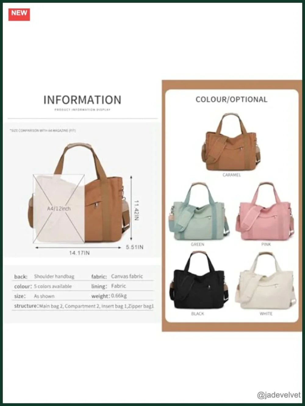 Canvas Crossbody Tote Bag Laptop Work Handbag Messenger Travel Shoulder Bag